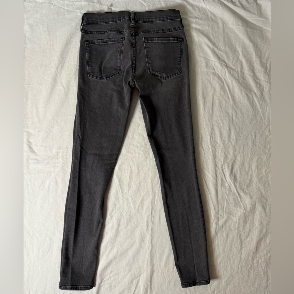 Frame Le Skinny de Jeanne Grey Distressed Low Rise Skinny Jeans 26 - Picture 3 of 13